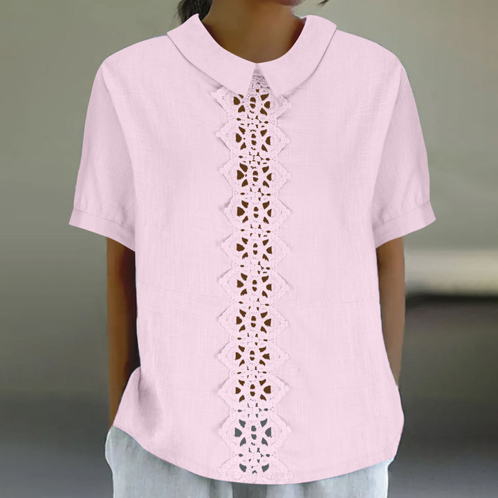Women short sleeve blouse with lace detail Lune London