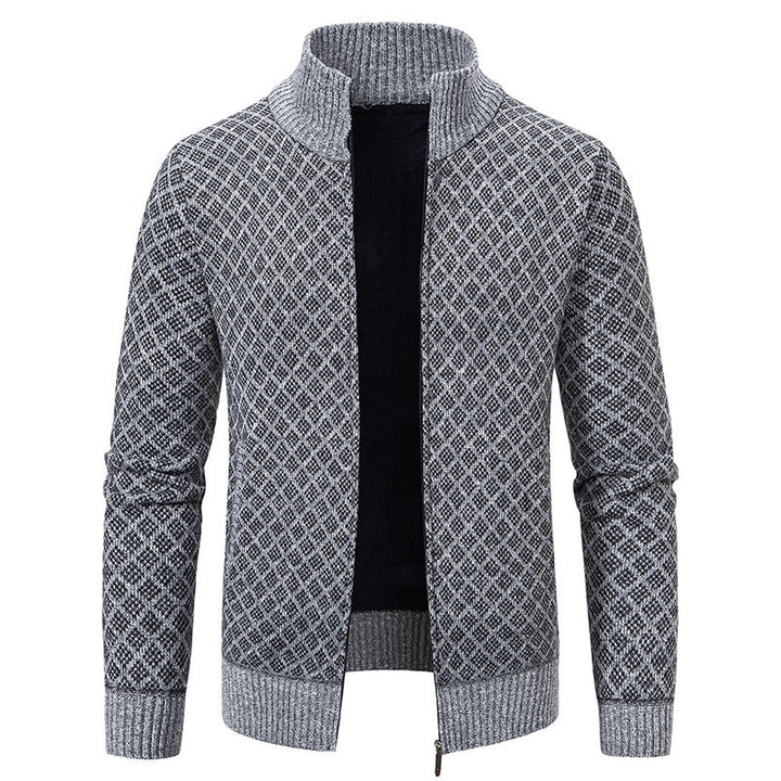 Women's knitted jacket with textured pattern and high collar Lune London