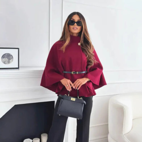 Ladies Elegant Gilet With Shoulder Pads And Belt At The Waist Amarae
