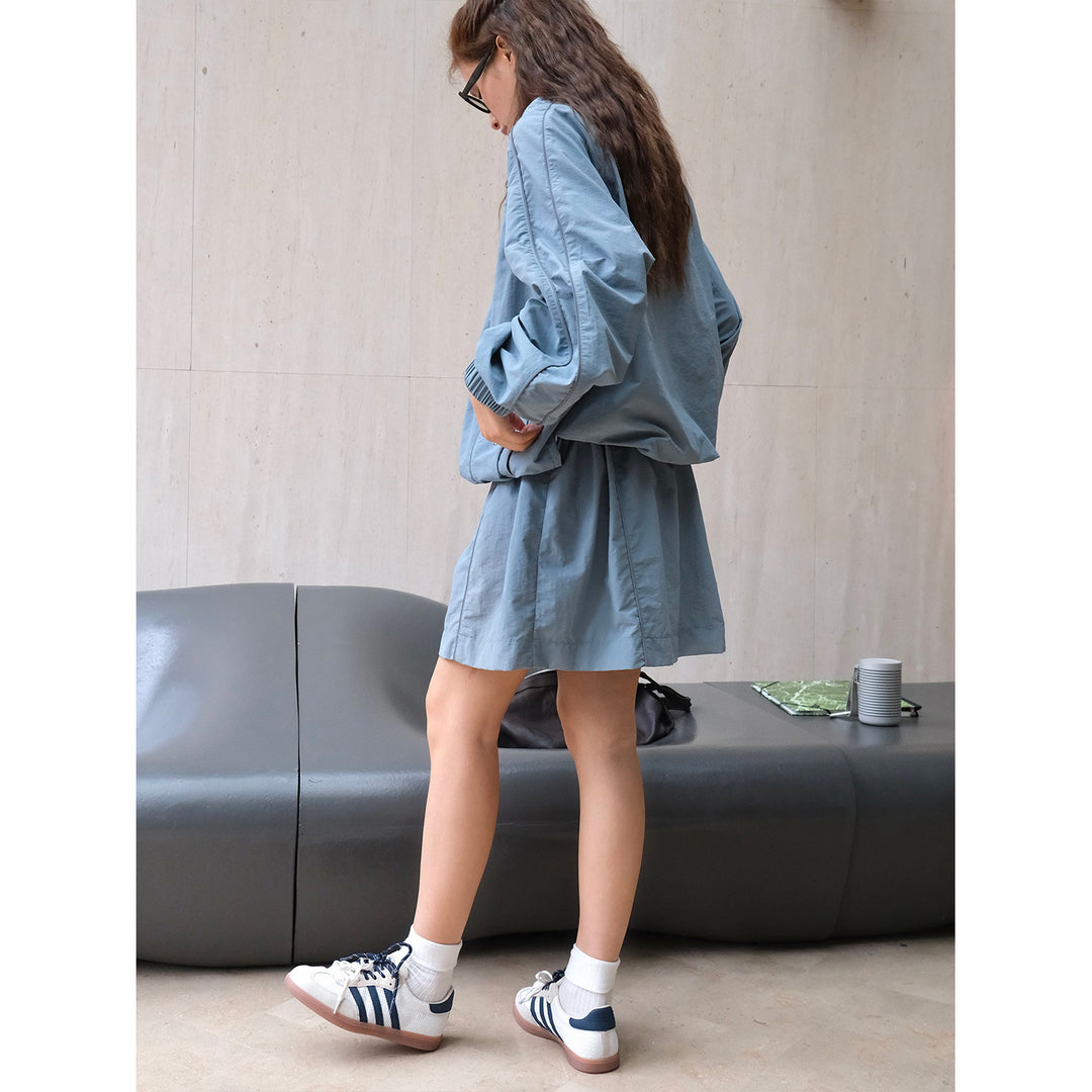 Women Lightweight Windbreaker Half-Zip Tunic with Drawstring and Elastic Cuffs Amarae