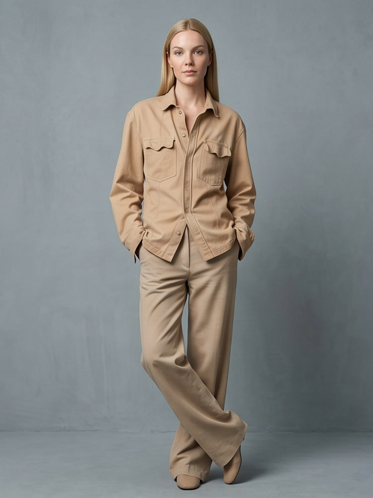 Women’s Utility Shirt Jacket with Patch Pockets and Relaxed Fit Amarae
