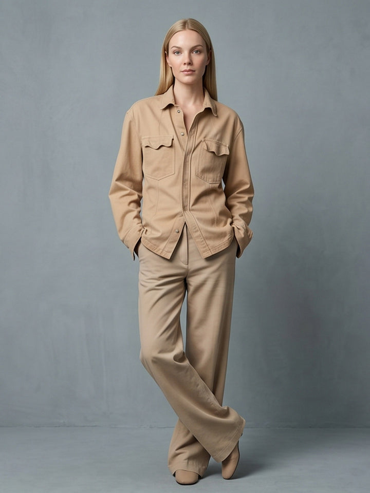 Women’s Utility Shirt Jacket with Patch Pockets and Relaxed Fit Amarae