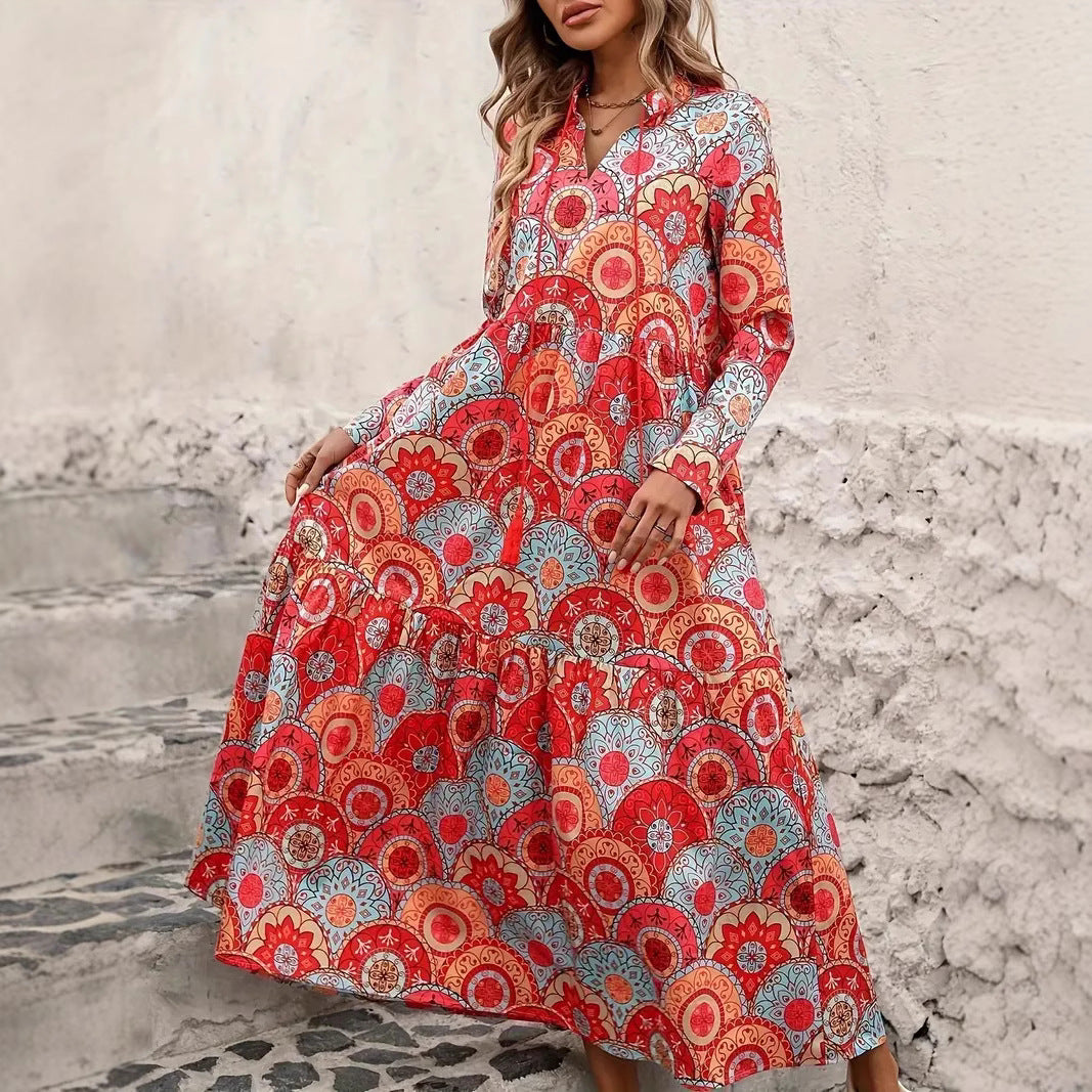 Long sleeve beach dress for women with playful pattern Lune London