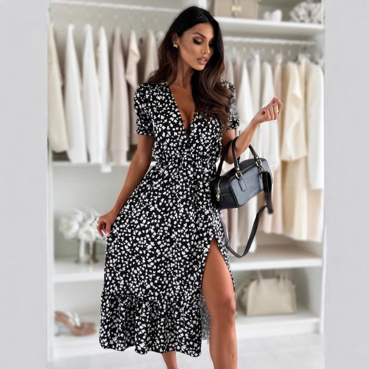 Lune London Women's Floral Print High Neck Maxi Dress