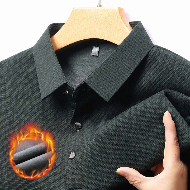 Men's long sleeve polo shirt with textured design and moisture-wicking fabric Lune London