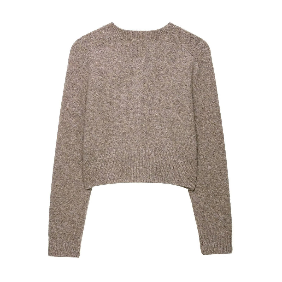 Ladies short knit jacket with button details Lune London