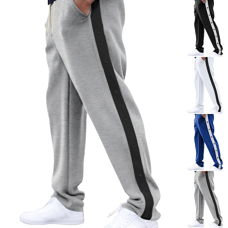 Chic and Stylish sporty leisure pants for men with snap buttons and side panels