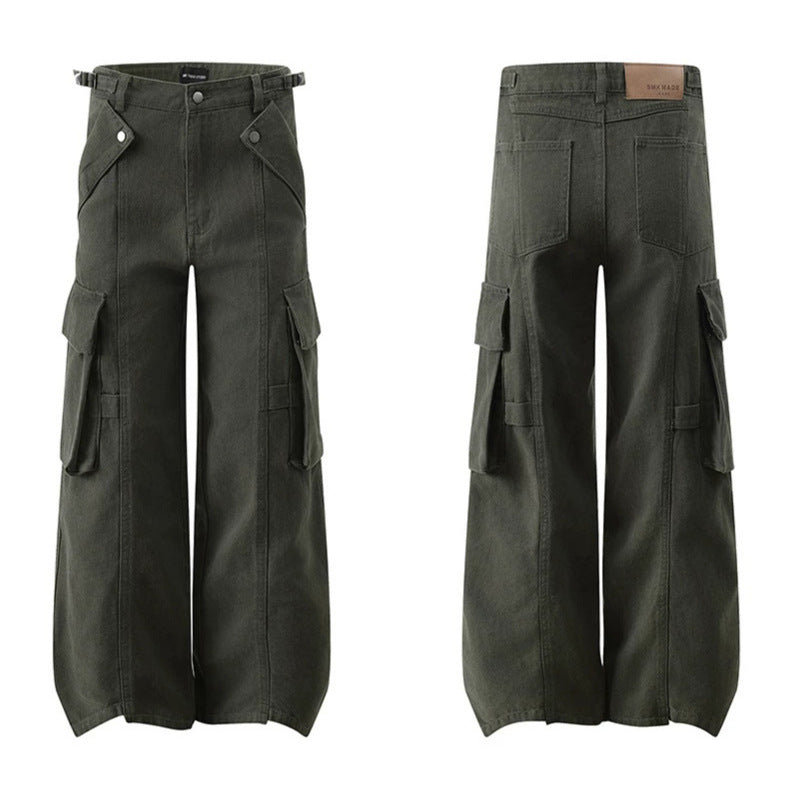 Women's high-waisted wide Cargo culotte pants with multi pockets and adjustable waistband Amarae
