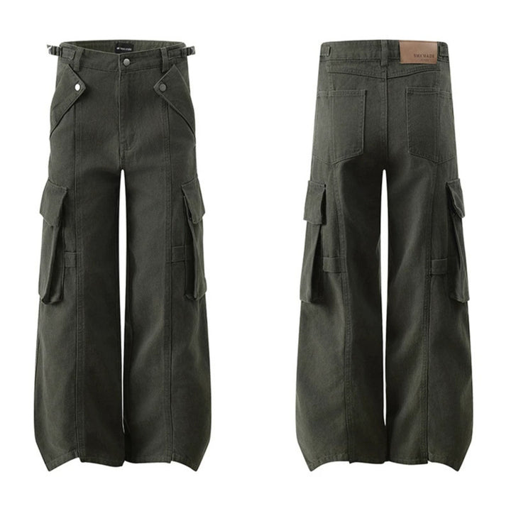 Women's high-waisted wide Cargo culotte pants with multi pockets and adjustable waistband Amarae