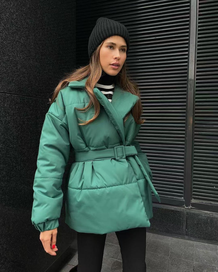 Elegant quilted coat for women with adjustable belt Amarae