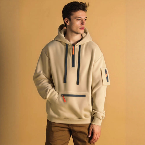 Trendy men's hoodie with innovative zipper elements Amarae