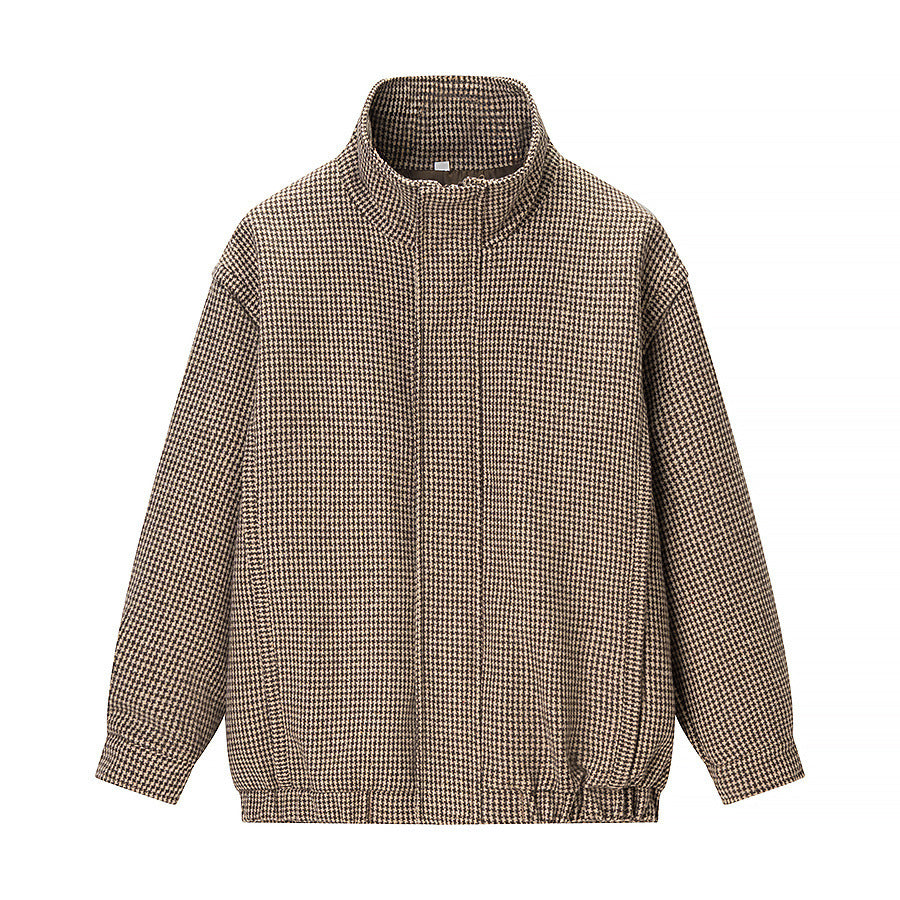 Veste de transition pour femmes en tartan classique avec col montant haut Chic & Stil