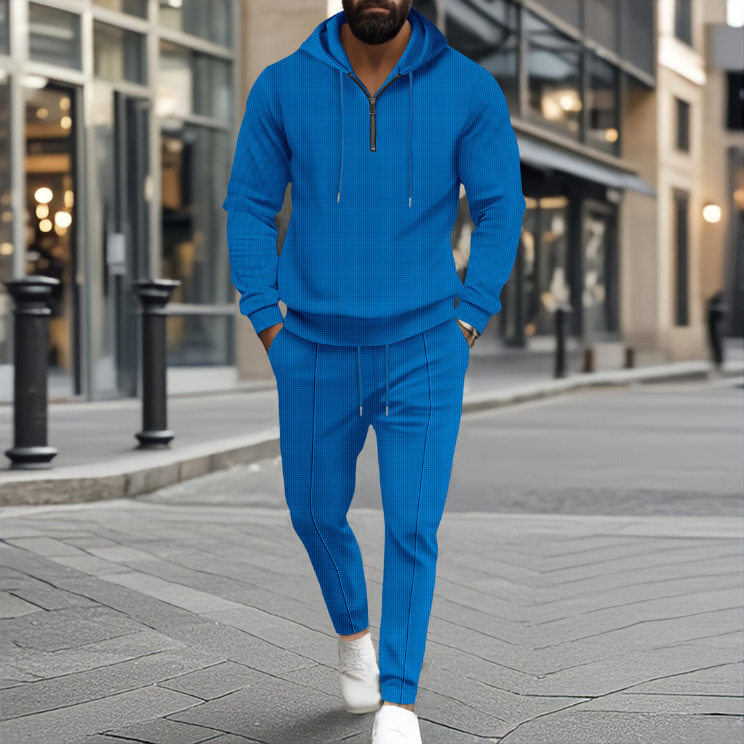 Trendy leisure suit for men in breathable cotton with zipper Lune London