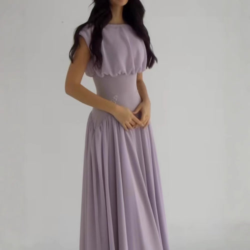 Maxi dress for ladies with elegant gathering and feminine accents Amarae