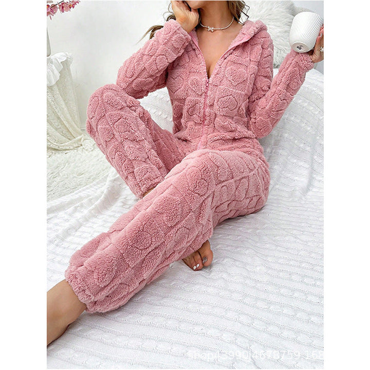 Women's Cozy Fleece Jumpsuit with Hood Lune London