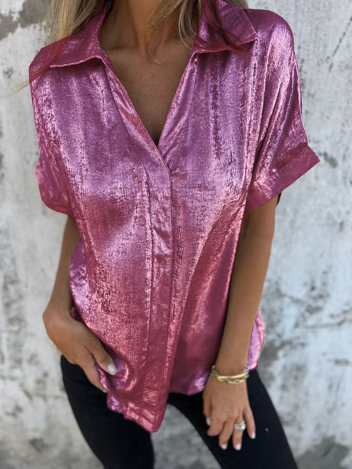 Satin blouse for women with fashionable collar and elegant cut Lune London
