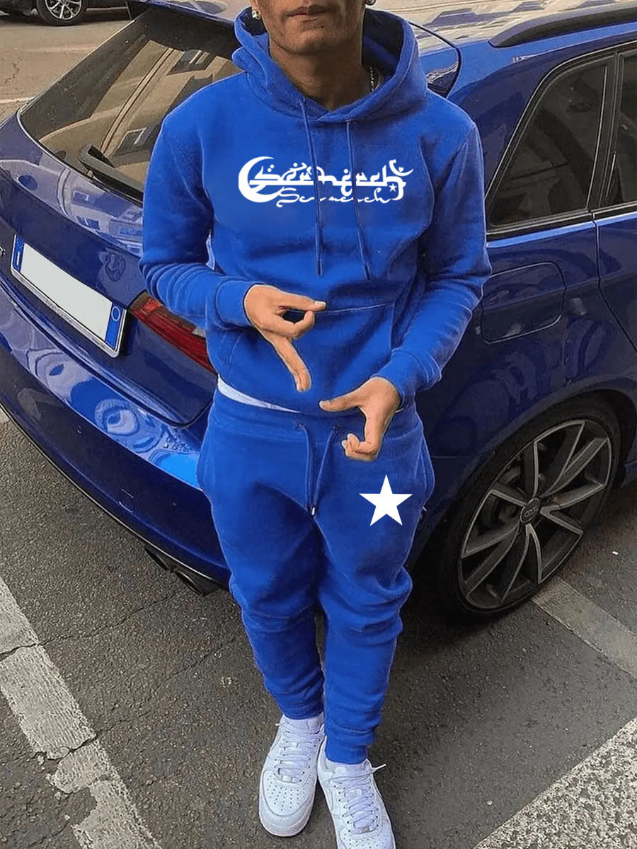 Hoodie and jogging pants set for men with a stylish star pattern Lune London