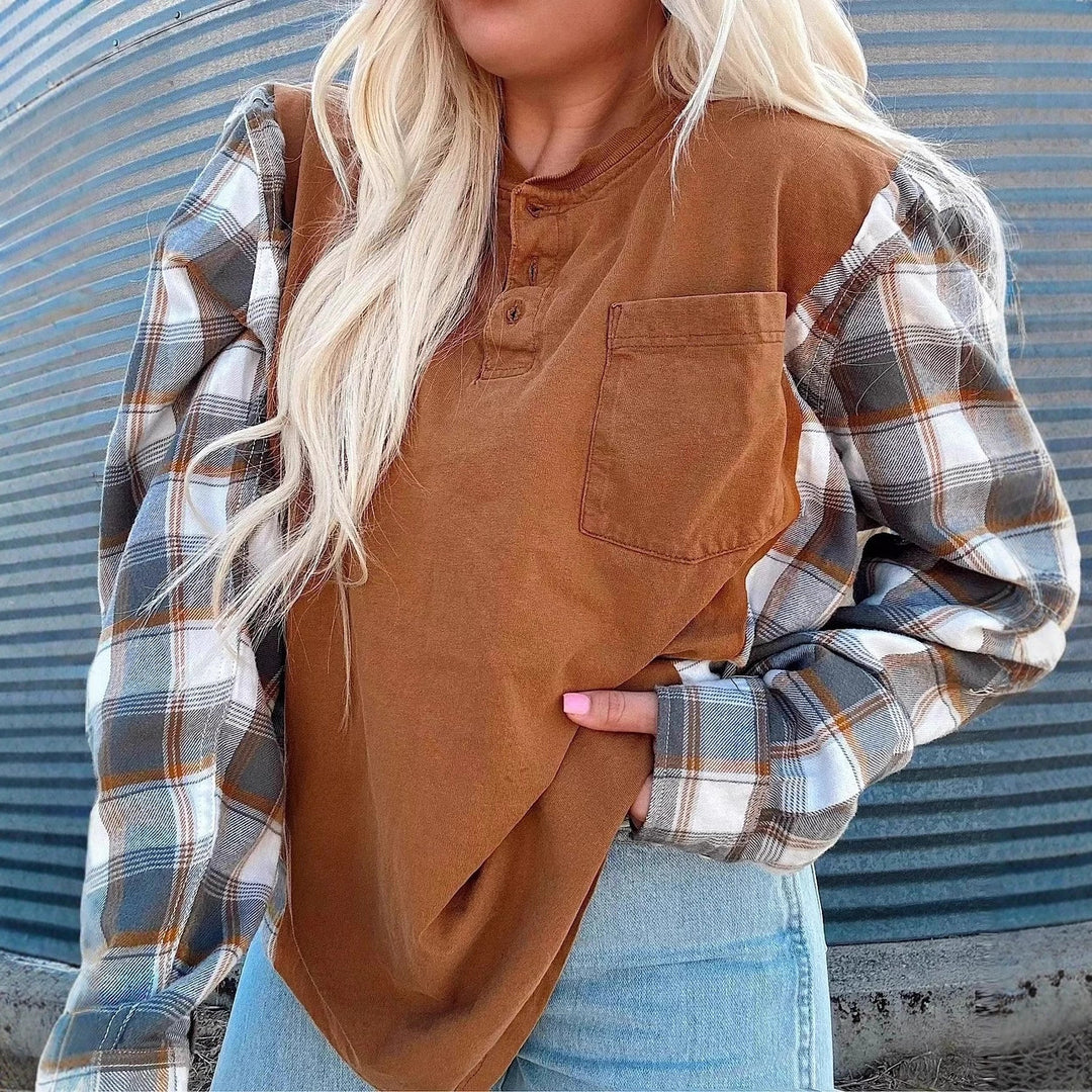 Chemise à manches longues pour femmes avec manches à carreaux Chic & Stil