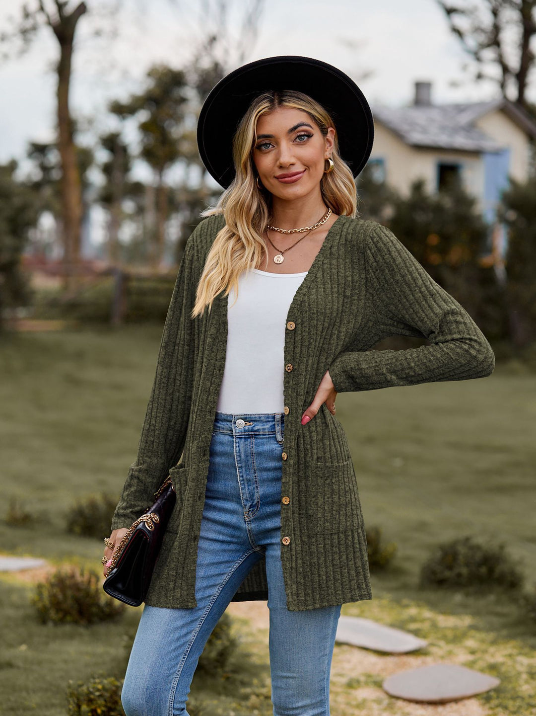 Cardigan for ladies with textured pattern and practical pockets Lune London 1753970709