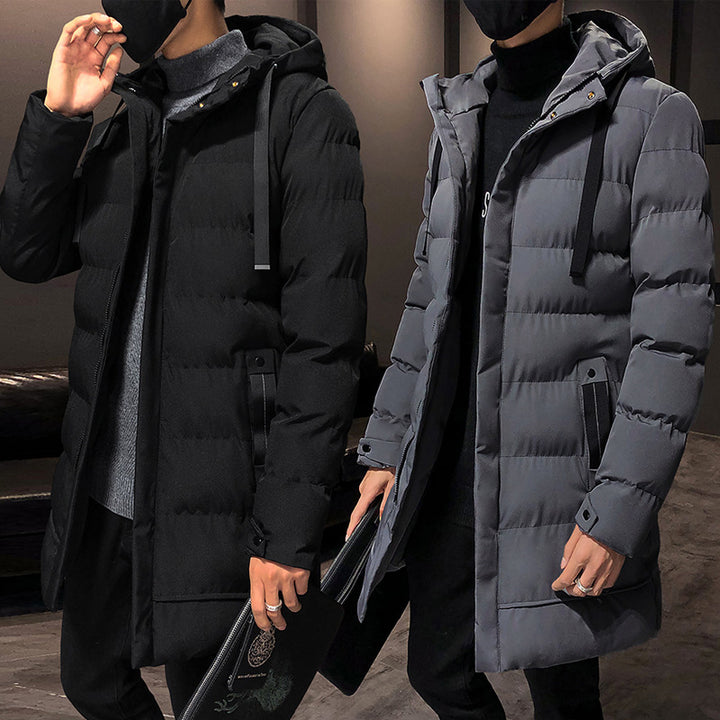 Long insulated bomber jacket for men with hood Amarae