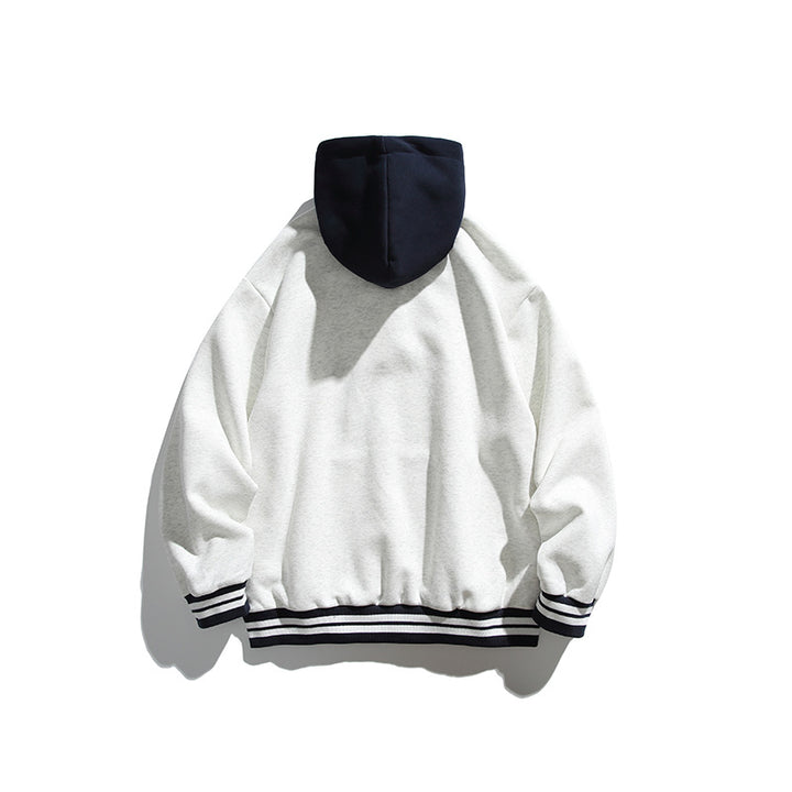 Unisex Oversize Hoodie with Contrast Hood, Button Placket and Kangaroo Pocket Amarae