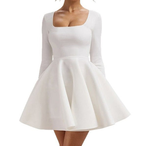 Chic and Style Long Sleeve Mini Dress with Voluminous Skirt