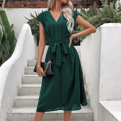 Elegant fitted midi dress at the waist for women Amarae