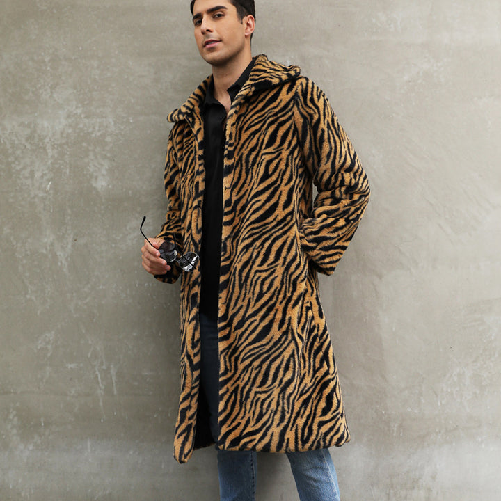 Men's tiger stripe faux fur coat Lune London