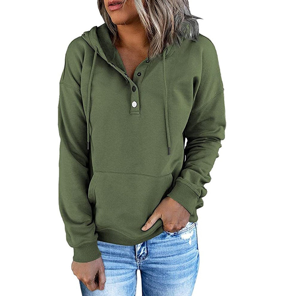 Women's hoodie with trendy button detail Lune London