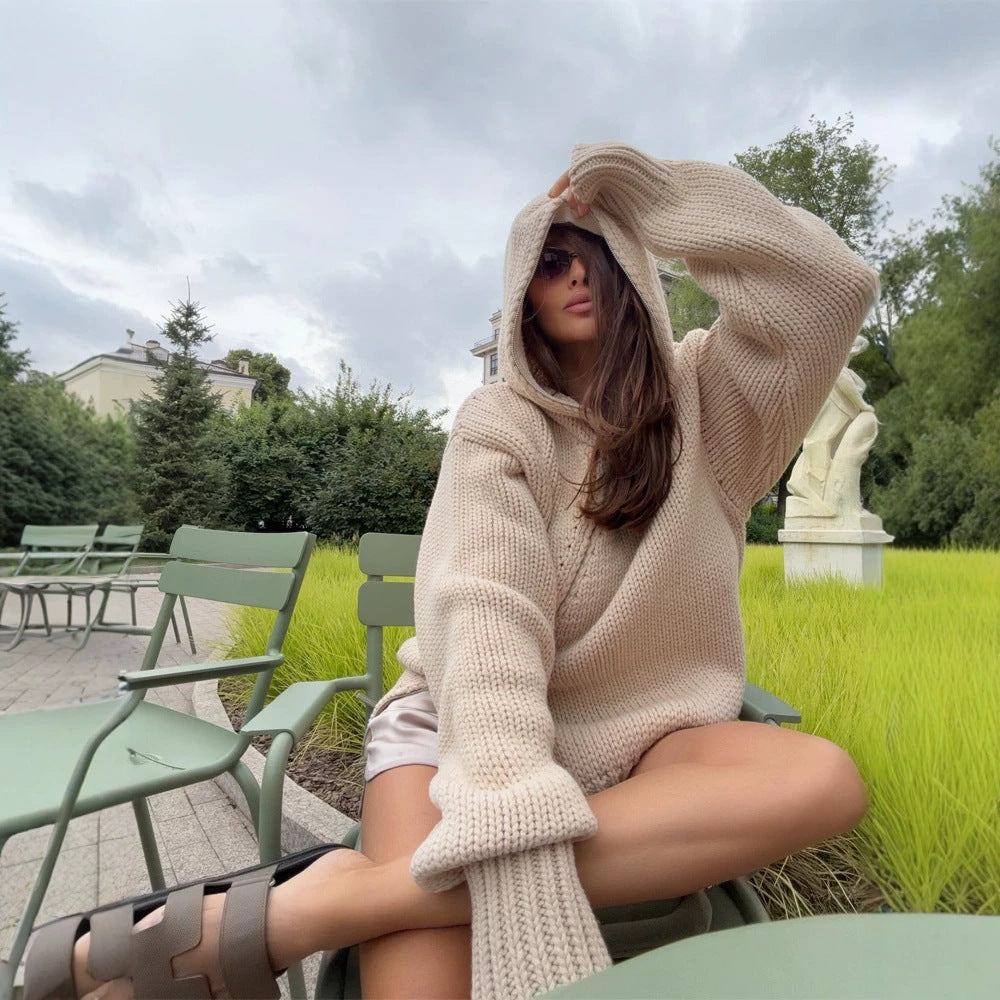 Women's chunky knit zip cardigan with high collar Amarae