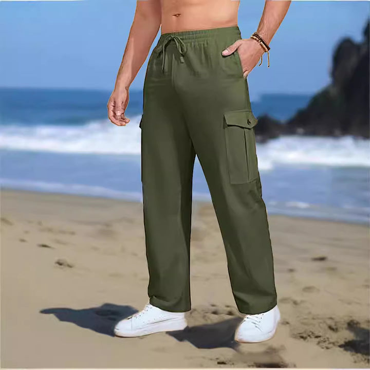 Outdoor cargo pants for men with adjustable waist and functional side pockets Lune London