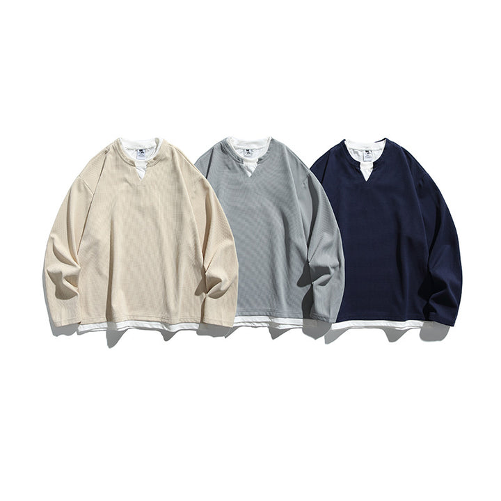 Unisex Oversize-Layering-Sweatshirt with V-insert and visible inner layer Amarae