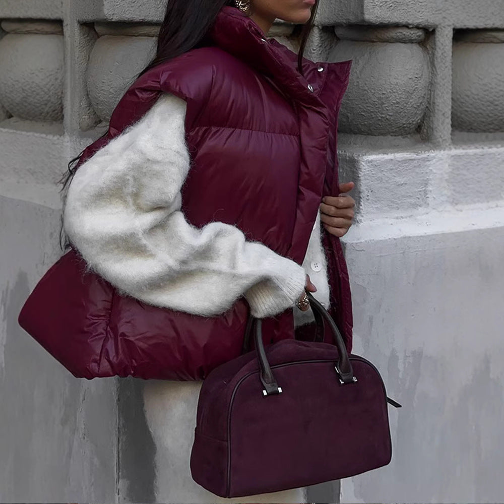 Fashionable quilted design transition jacket for women with high collar Lune London
