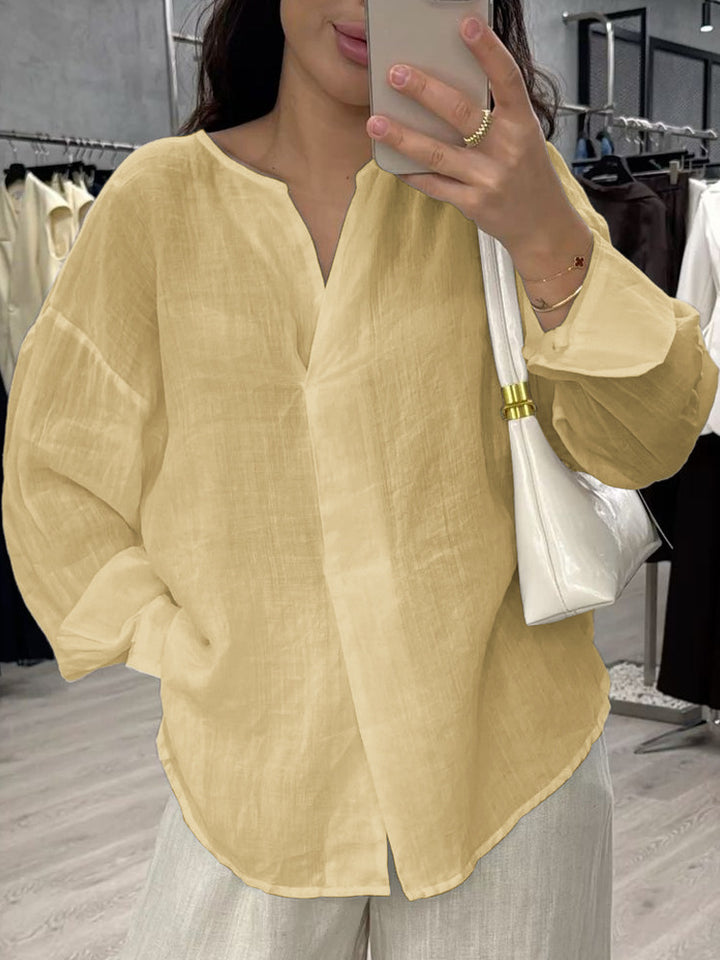 Casual V-neck linen top for women with relaxed fit Lune London