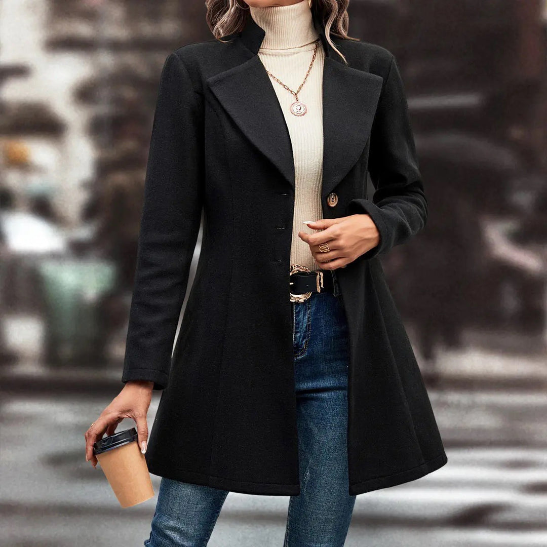 Ladies Elegant Long Chic Wool Jacket