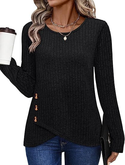 Dames haut tendance et décontracté avec détails de bouton Chic & Stil