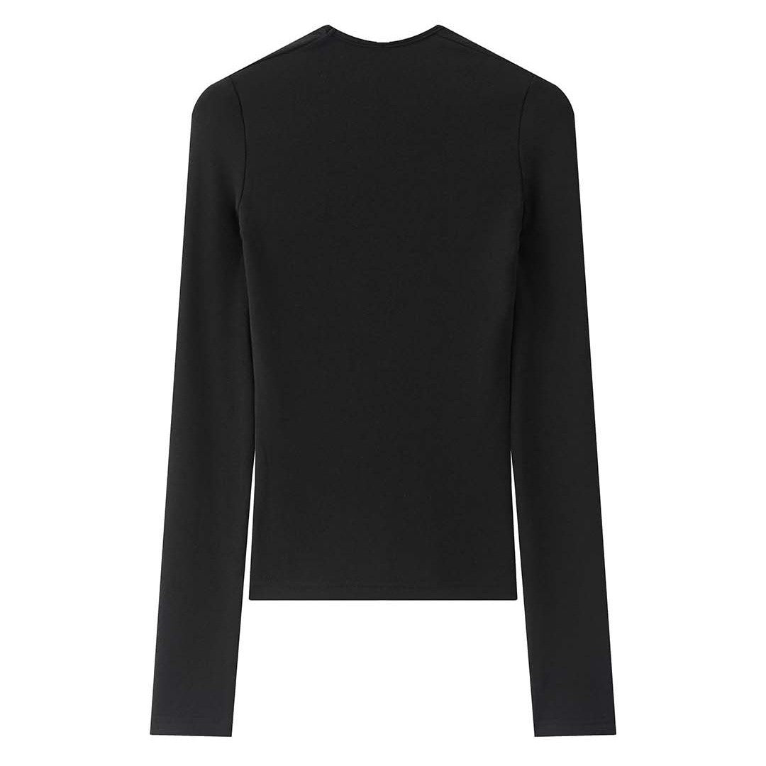 Women's Form-fitting Long Sleeve Top with Deep Back Cutout and Stretch Jersey Amarae