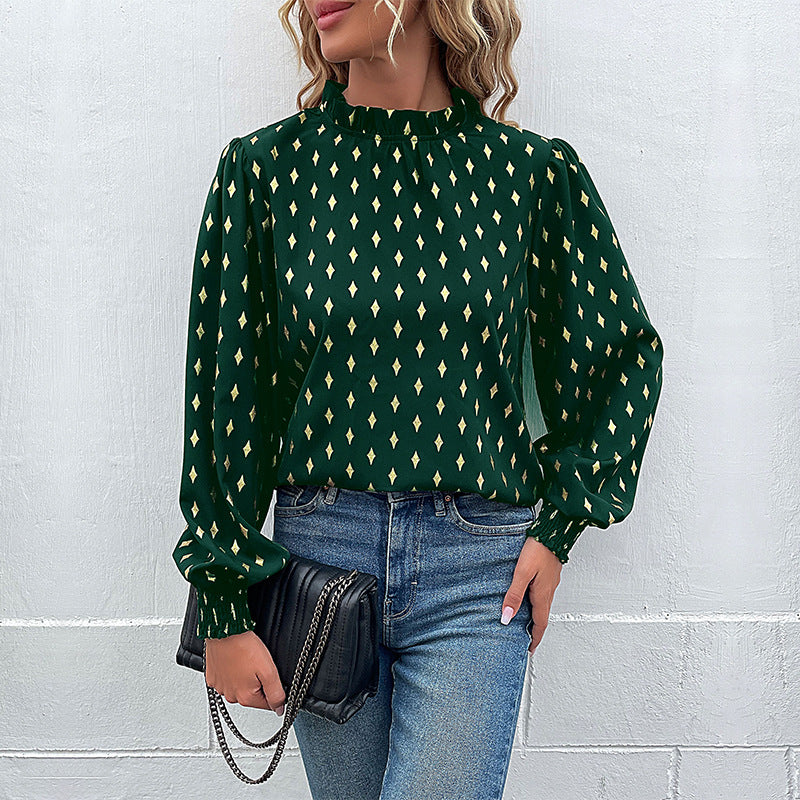 Elegant blouse for women with fashionable prints and balloon sleeves Lune London
