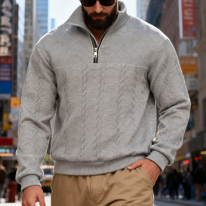 Fleece sweater for men with high collar and zipper Lune London