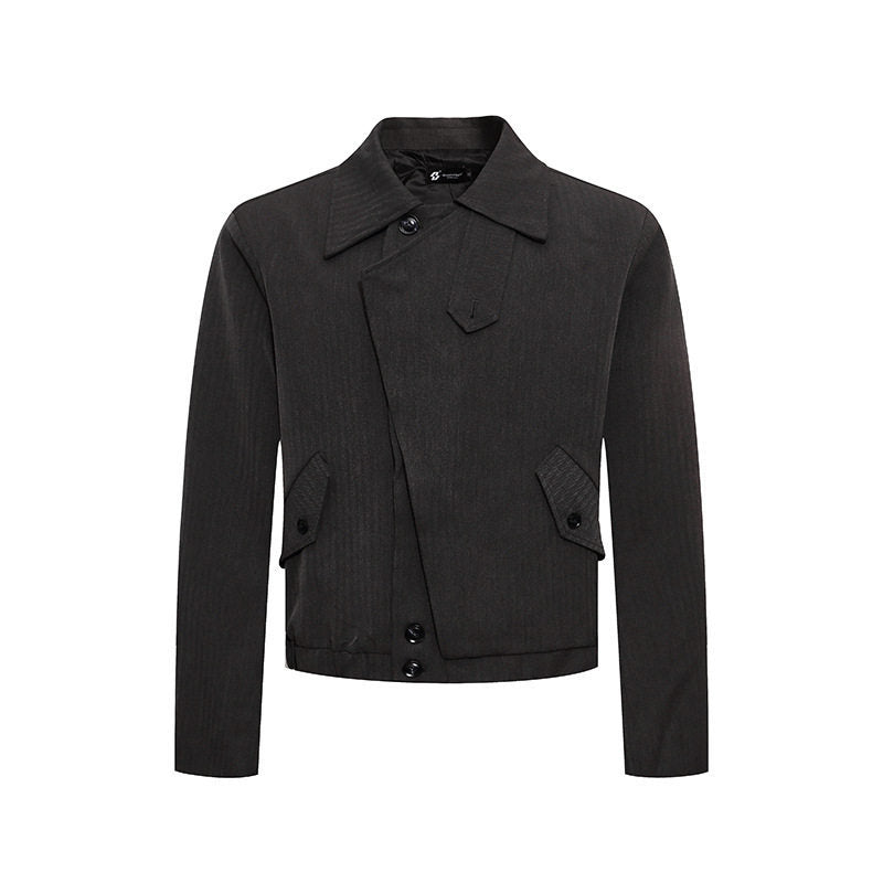 Men's short asymmetric twill blouson with concealed button placket Amarae