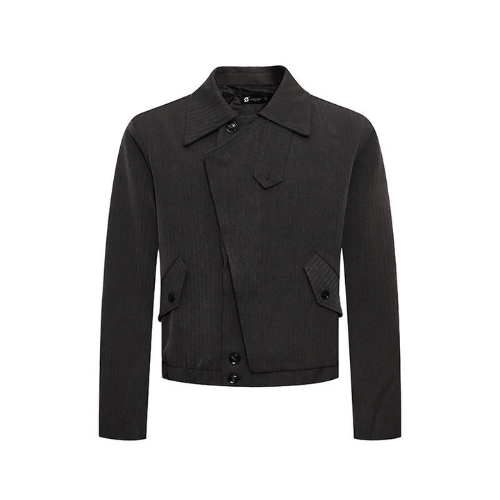 Men's short asymmetric twill blouson with concealed button placket Amarae