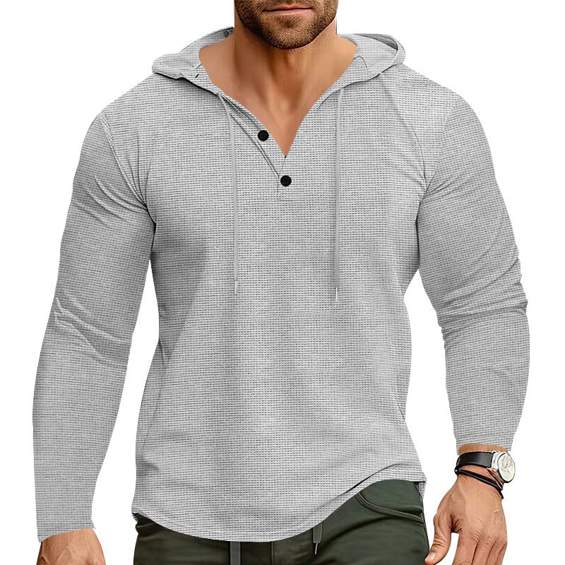Men's trendy hoodie with textured design and stylish button details Lune London