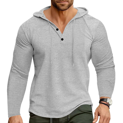 Men's trendy hoodie with textured design and stylish button details Amarae