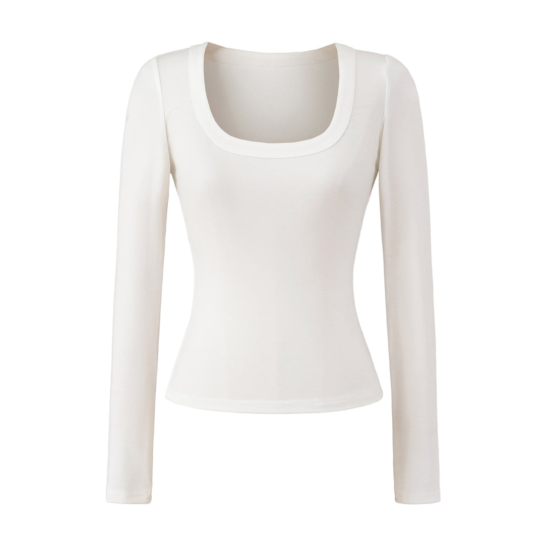 Women’s long sleeve top with deep round neckline Lune London