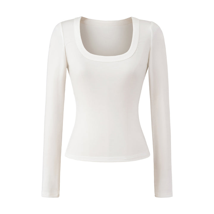Women’s long sleeve top with deep round neckline Lune London