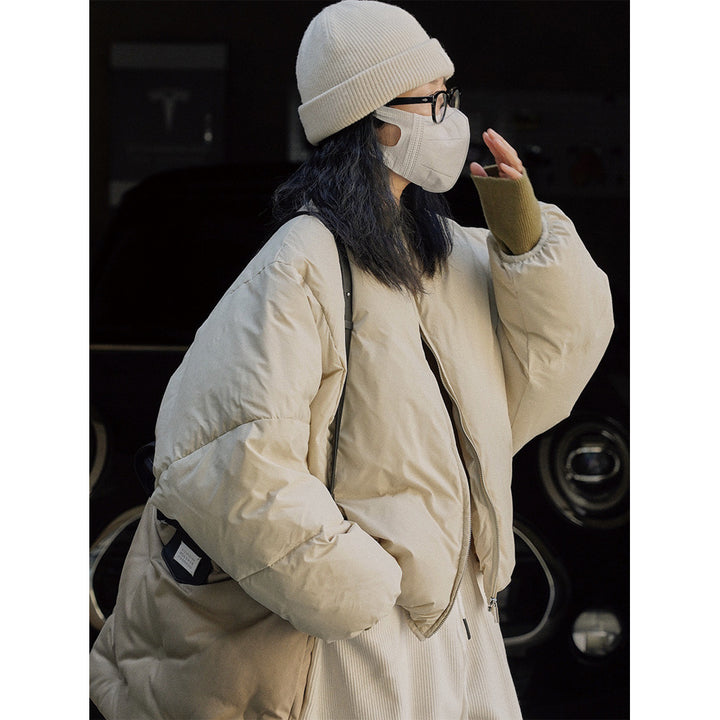Ladies Short Oversized Padded Jacket with Drawstring Waist and Ribbed Cuff Sleeves Amarae