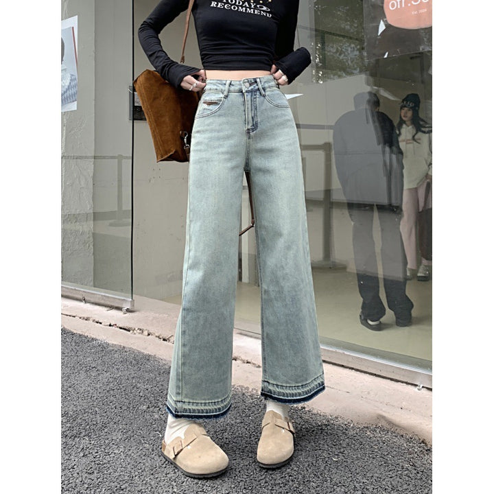Pantalons en denim large coupe pour femmes avec taille haute Chic & Stil