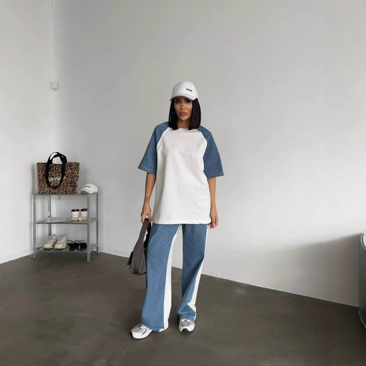 Casual tracksuit set for women with oversized top and wide leg Lune London