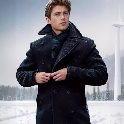 Men's Classic Double-Breasted Coat with Soft Lining Amarae