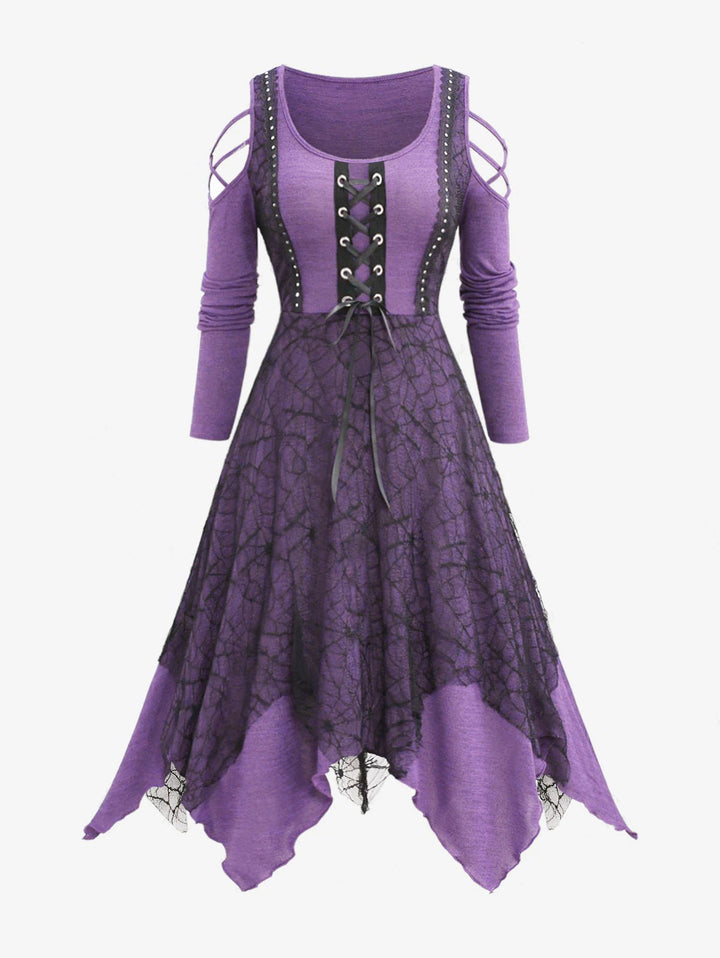 Lune London | Women's Gothic Maxi Dress with Lace Trim and Lacing